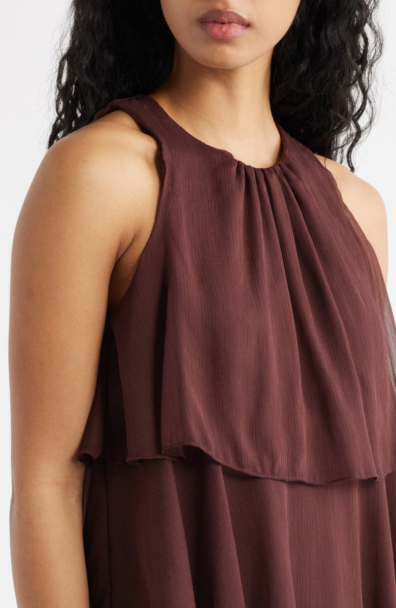 MANGO Cake Ruffle Minidress, Alternate, color, Chocolate