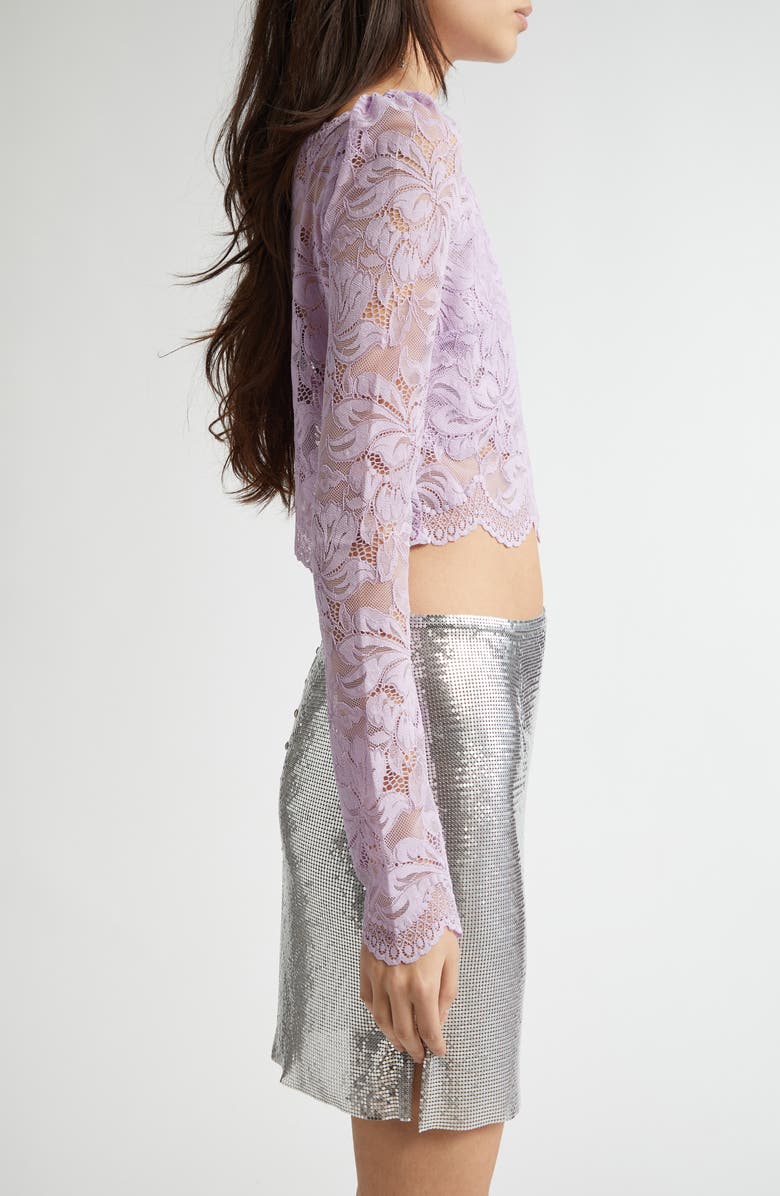 Rabanne Bateau Neck Stretch Lace Crop Top, Alternate, color,