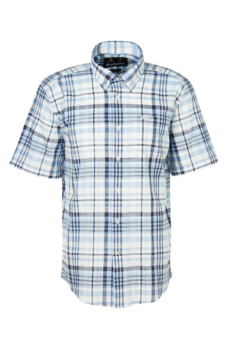 Barbour Hartley Regular Fit Plaid Short Sleeve Button-Down Shirt, Alternate, color, Sky