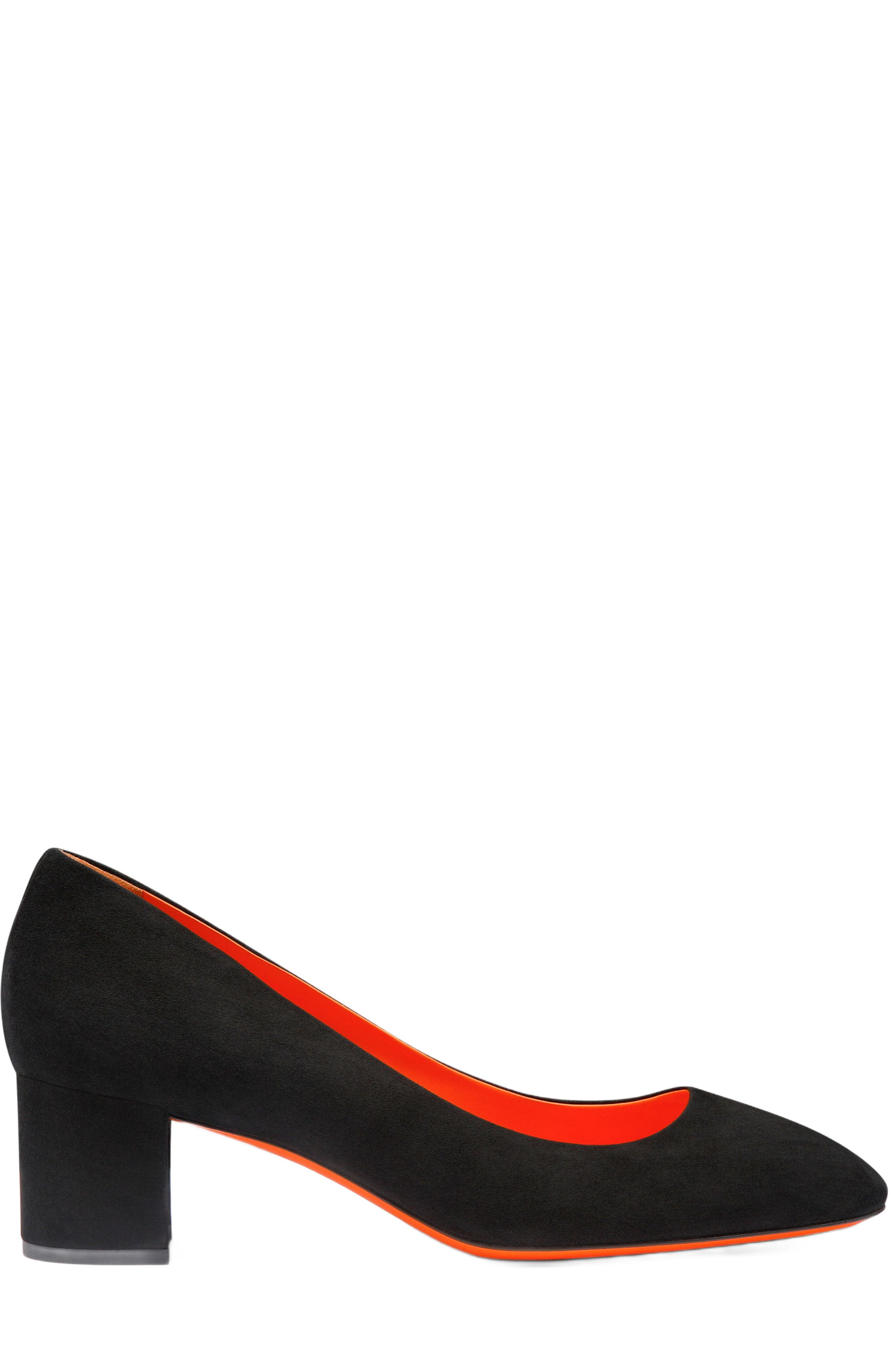 Santoni Women's suede low-heel pump, Main, color, Black