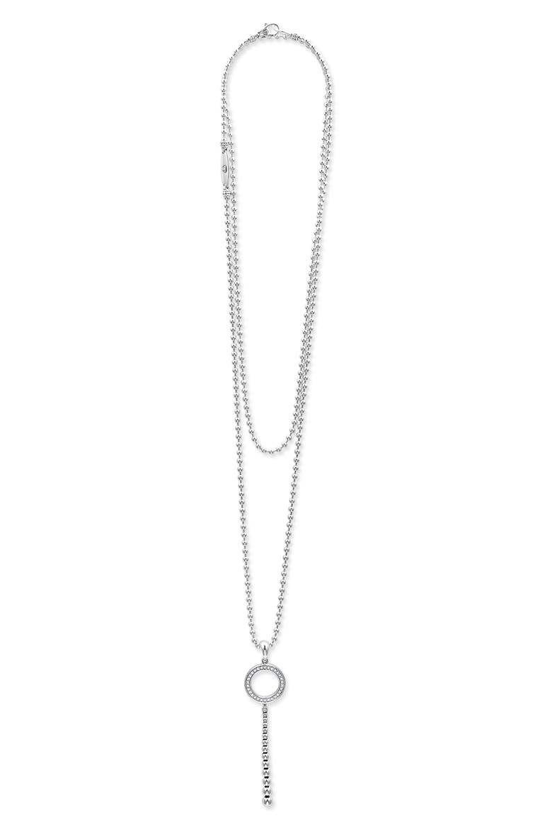Enso Caviar Bead & Diamond Y-Necklace, Alternate, color, SILVER/DIAMOND