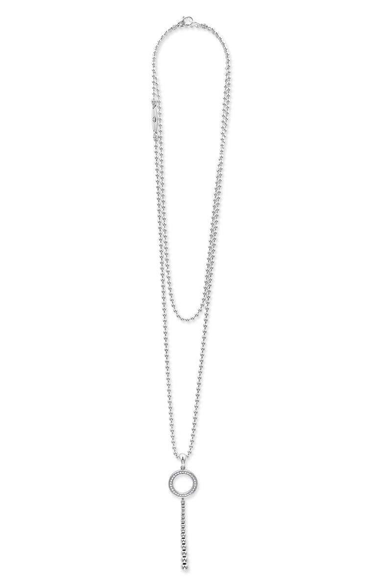 LAGOS Enso Caviar Bead & Diamond Y-Necklace, Alternate, color, Silver/Diamond