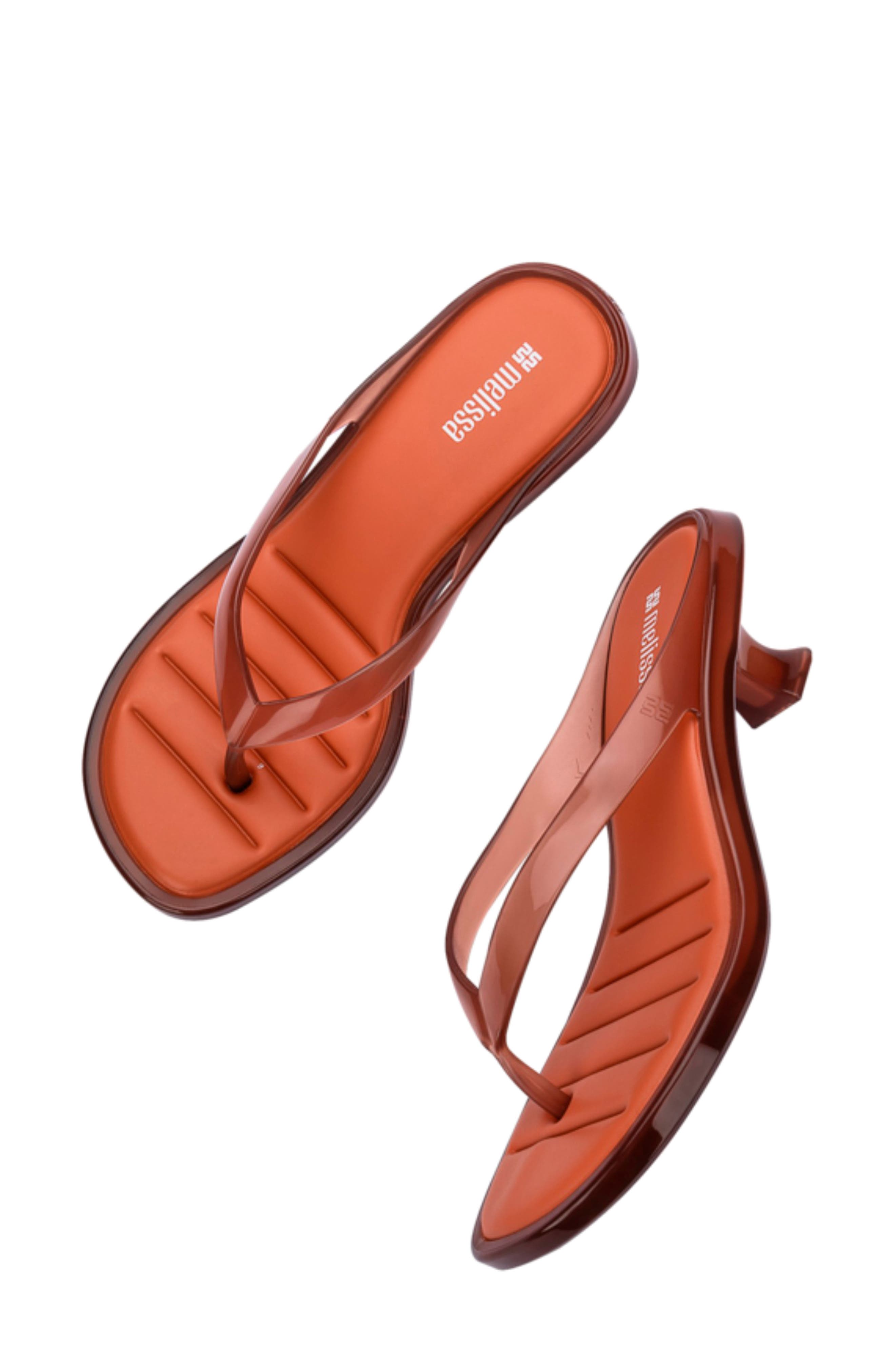 Kitten Heel Flip Flop, Alternate, color, BROWN/ORANGE