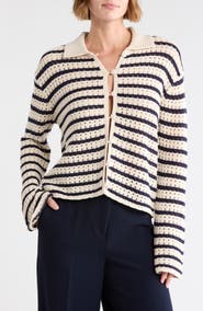 JASON WU Stripe Pointelle Cardigan
