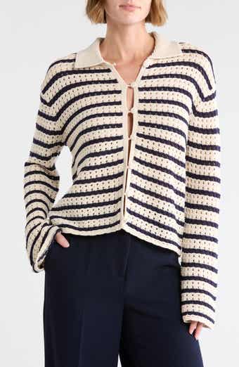 Stripe Pointelle Cardigan