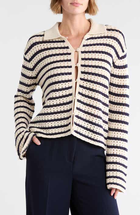 Stripe Pointelle Cardigan