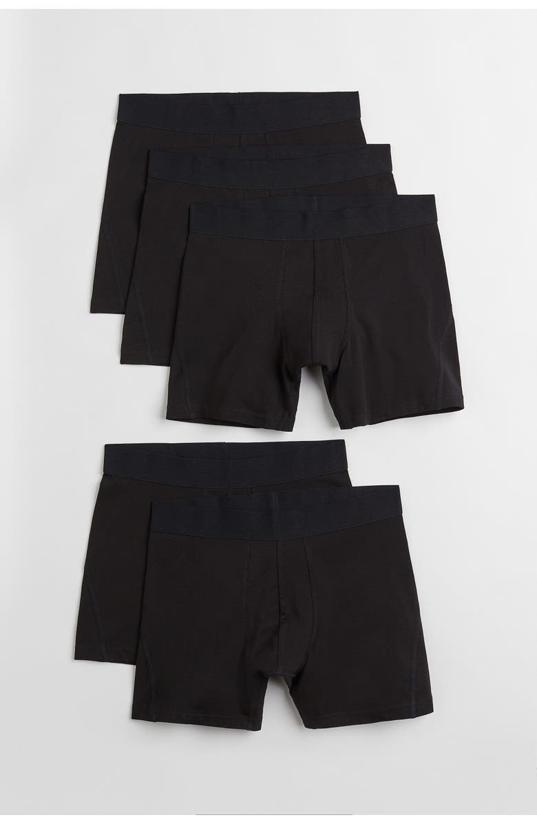 H&M 5-pack mid-length boxer briefs with lycra<sup>®</sup>, Alternate, color, Black