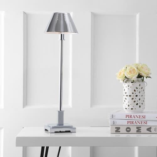 Jonathan Y Designs Roxy 26in Metal Shade Led Table Lamp In Chrome