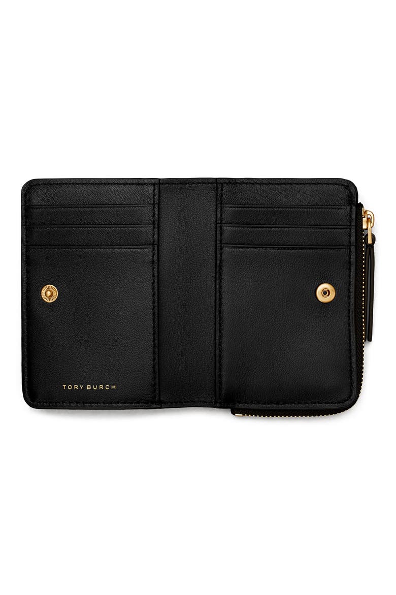 Kira Chevron Quilted Leather Bifold Wallet, Alternate, color, BLACK