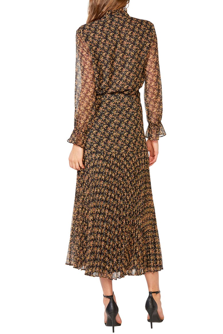 Dallas Floral Long Sleeve V Neck Dress, Alternate, color, BLACK DITSY