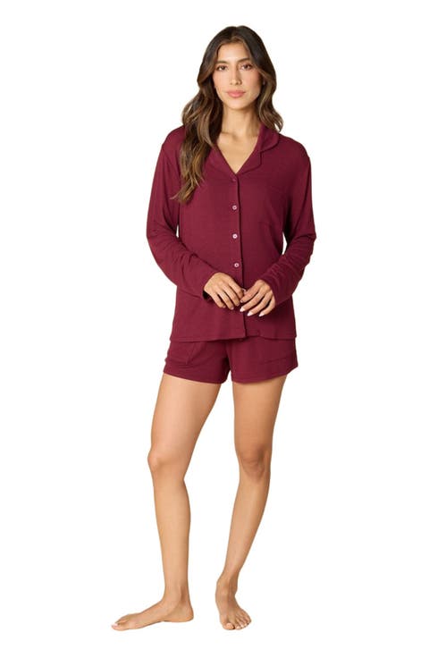 Aria Slim Notch Collar Long Sleeve Short Set