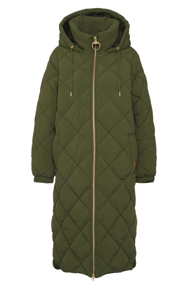 Barbour Kirkton Longline Puffer Coat, Alternate, color, Olive/ Ancient