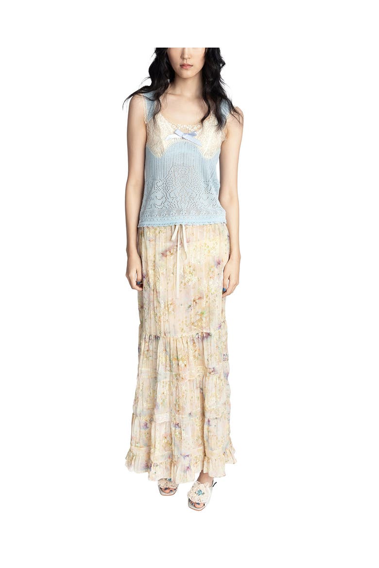 Oasis Blooms Tiered Skirt, Alternate, color, CORN MULTI