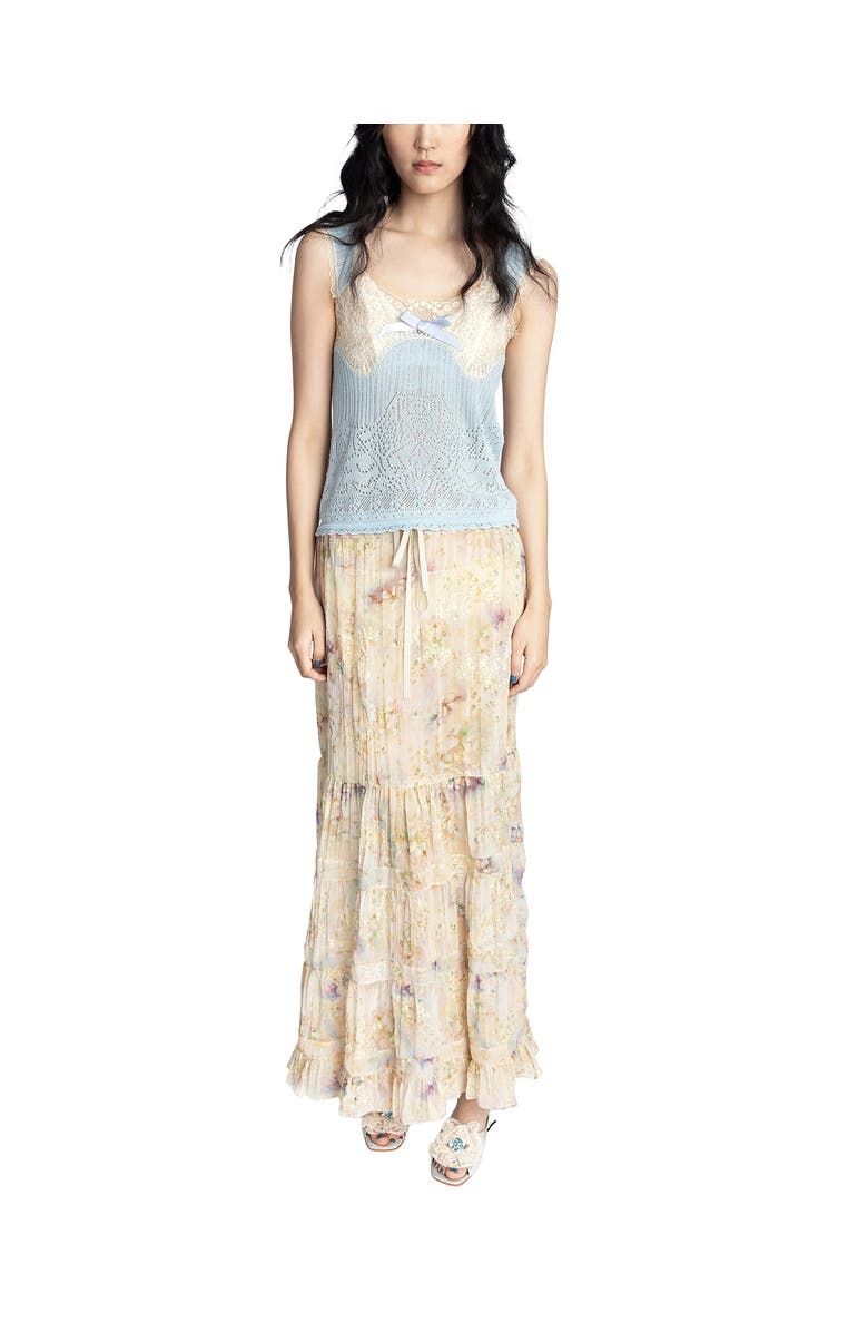 Anna Sui Oasis Blooms Tiered Skirt, Alternate, color, Corn Multi