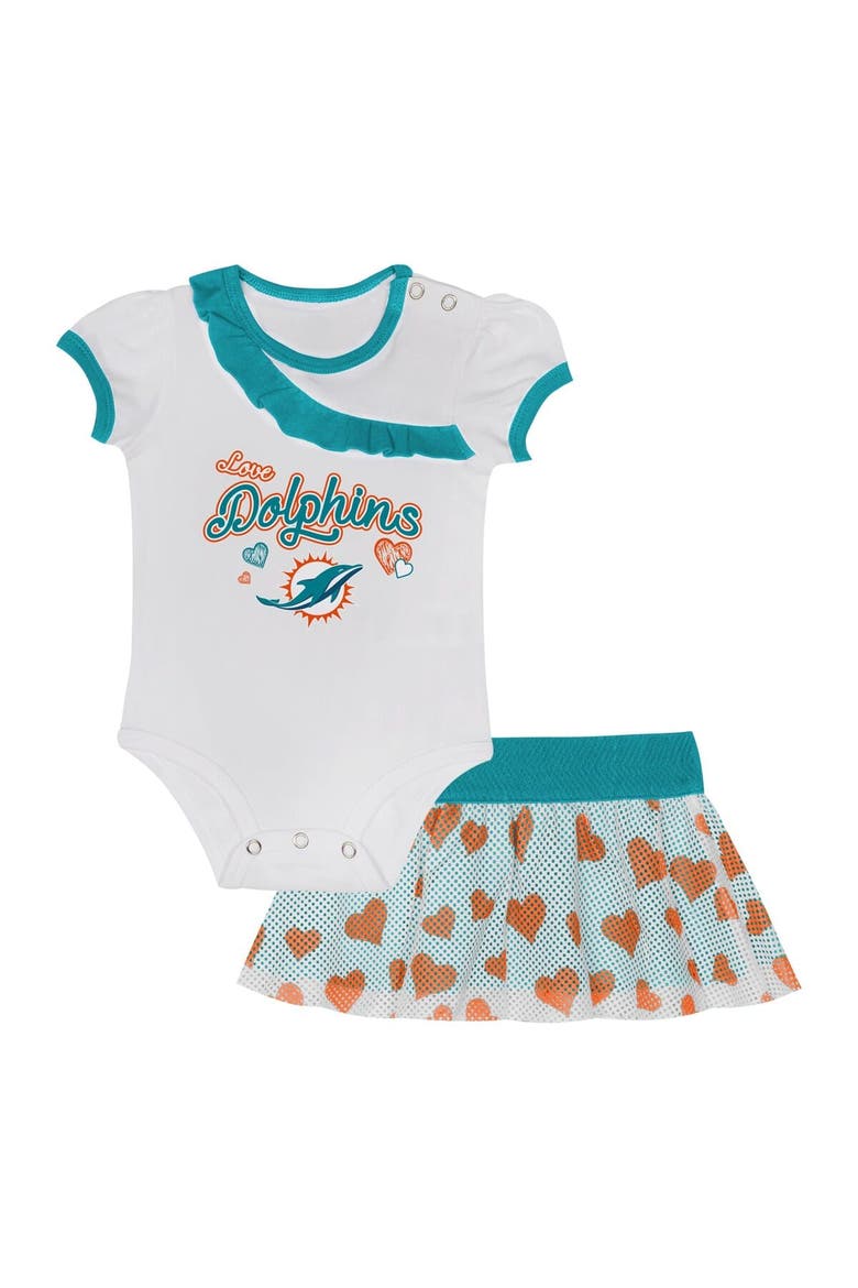 Newborn & Infant Miami Dolphins Love My Team Bodysuit & Skirt Set, Alternate, color, Aqua
