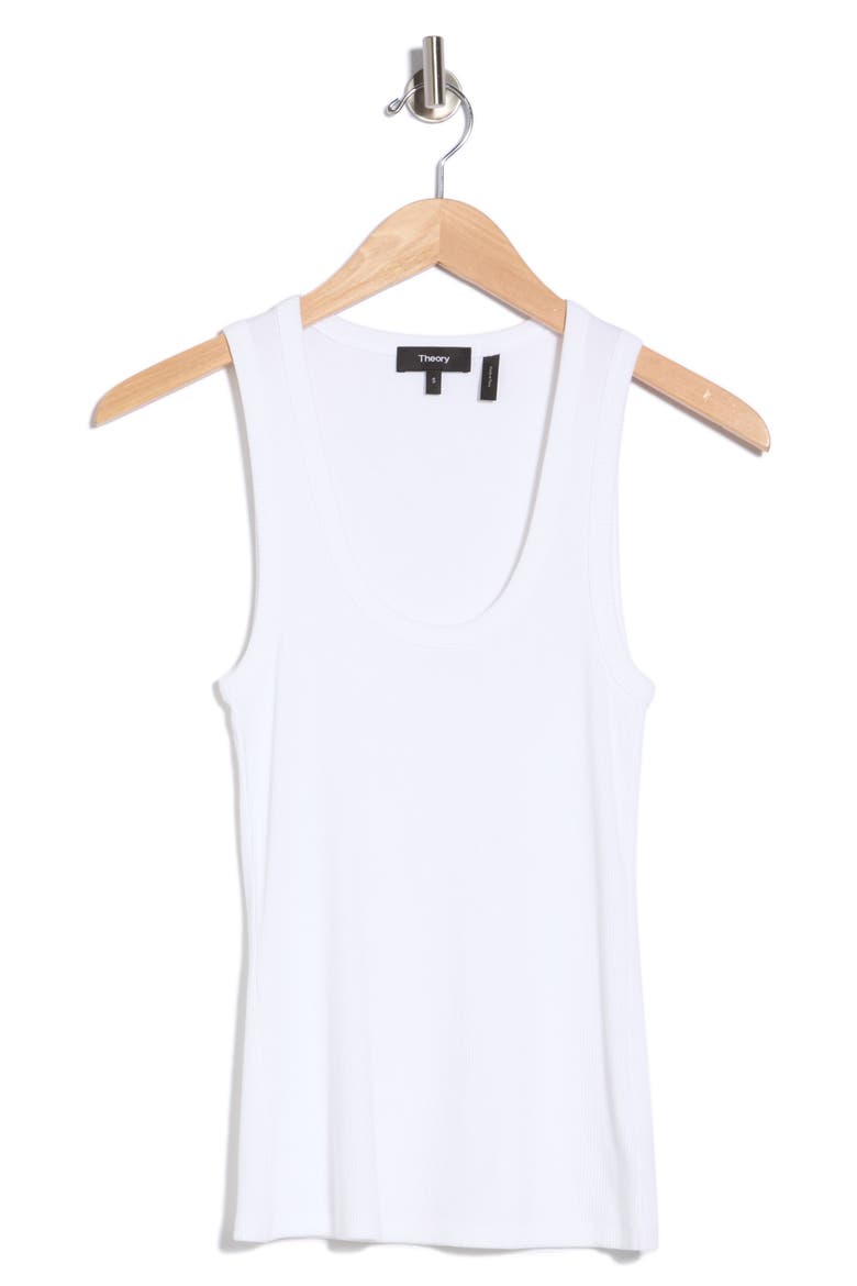 Scoop Neck Ribbed Tank, Alternate, color, WHITE