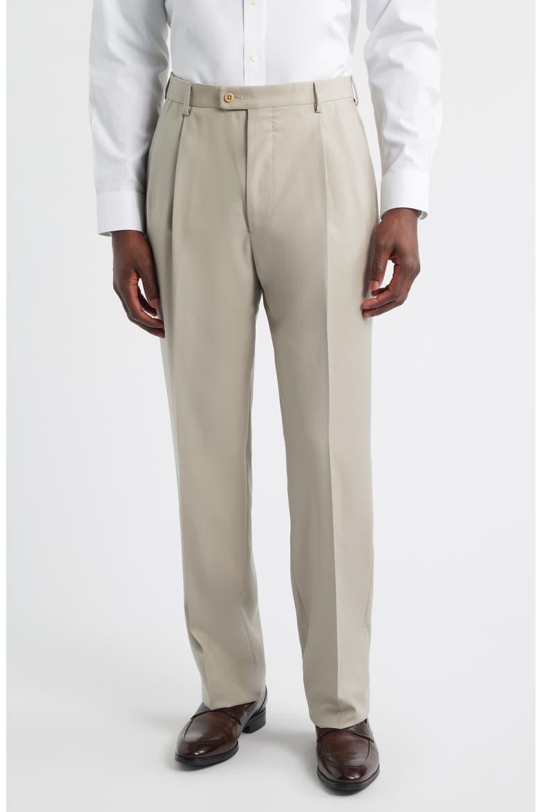 Bennett Straight Leg Pleated Dress Pants, Main, color, DARK BEIGE 2