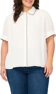 CeCe Georgette Button-Up Top
