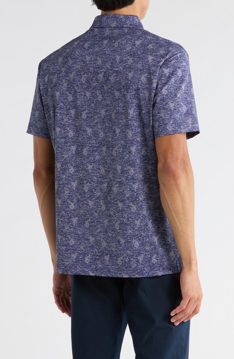 Bugatchi Victor Short Sleeve 8-Way Stretch OoohCotton<sup>®</sup> Knit Button-Up Shirt, Alternate, color, Indigo