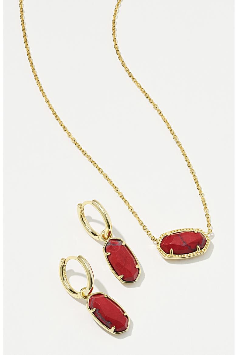 Elle Huggie Hoop Earrings, Alternate, color, GOLD RED VARIEGATED MAGNESITE