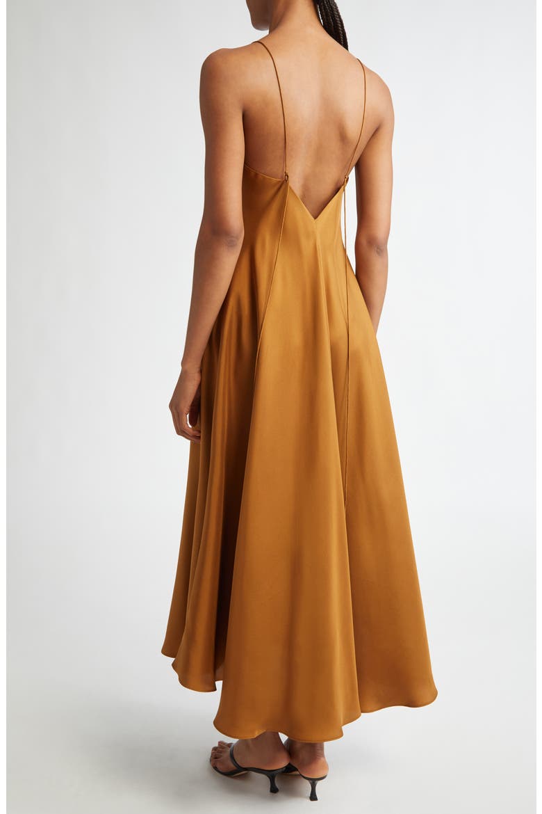 Silk Asymmetric Slipdress, Alternate, color, TAN