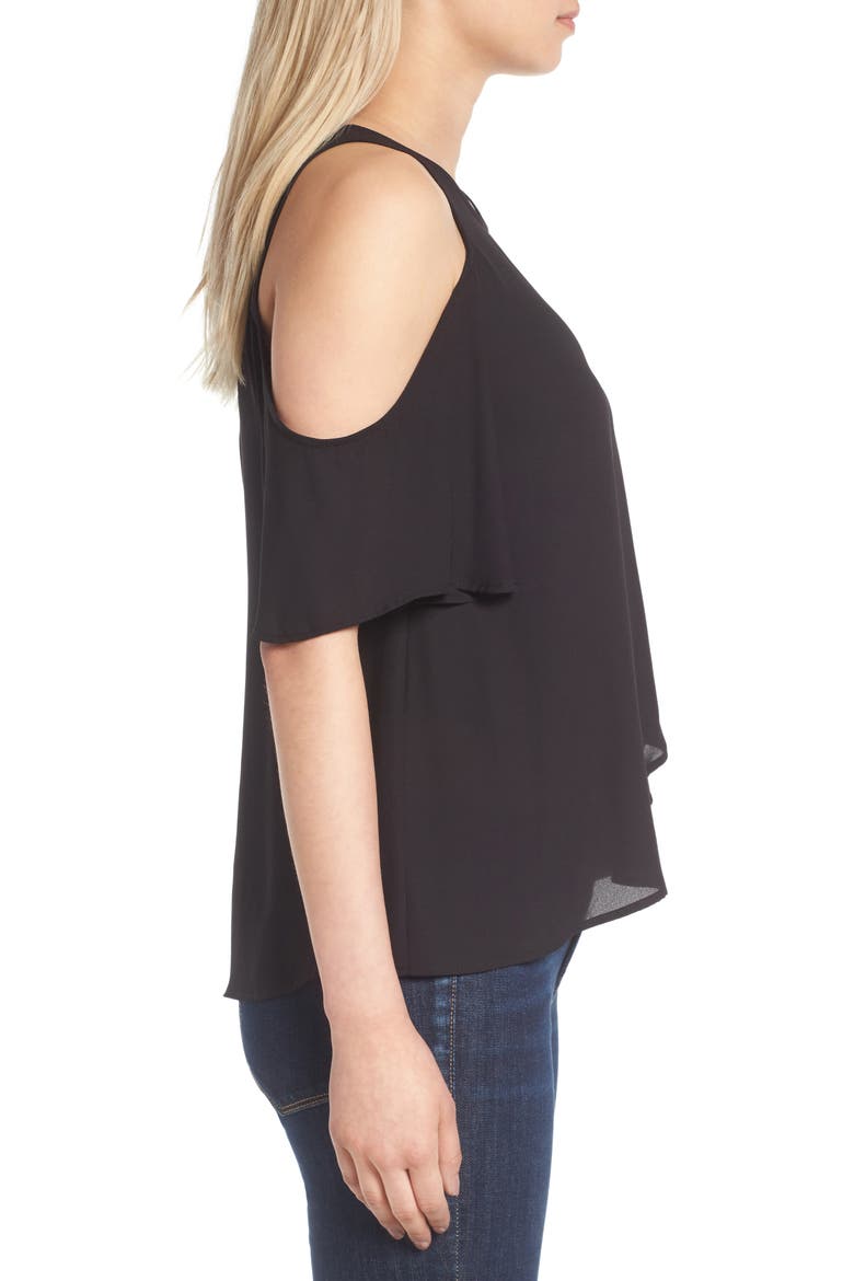 Cold Shoulder Top, Alternate, color, BLACK