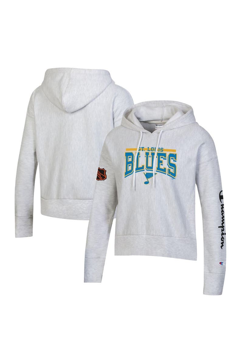 Champion Women's Champion Heathered Gray St. Louis Blues Reverse Weave Pullover Hoodie, Main, color, 