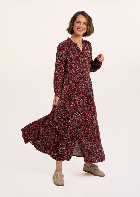 Ula Long Sleeve Mandarin Collar Dress