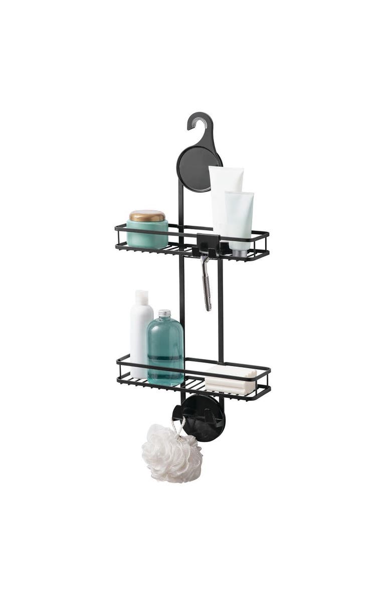 iDesign Hanging Shower Caddy with Accessory Hooks - Matte Black, Main, color, Matte Black