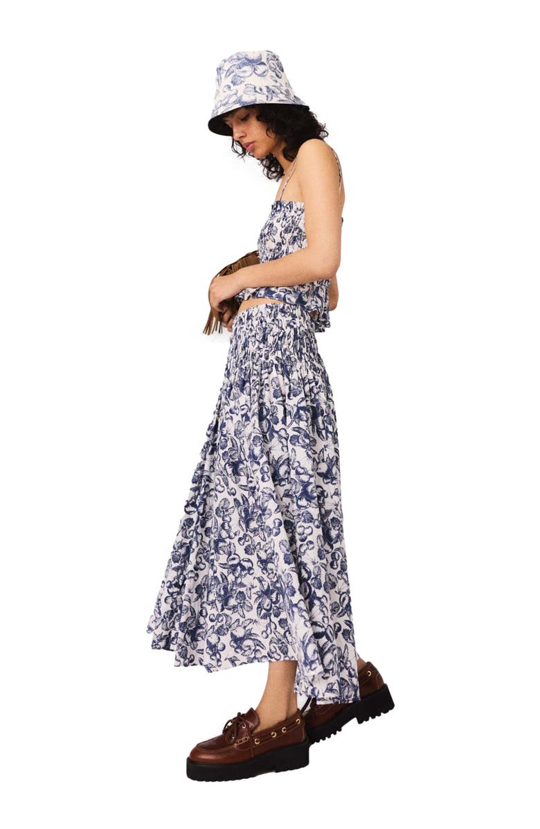 maje Fruit print maxi skirt, Alternate, color, Blue Fruits Print