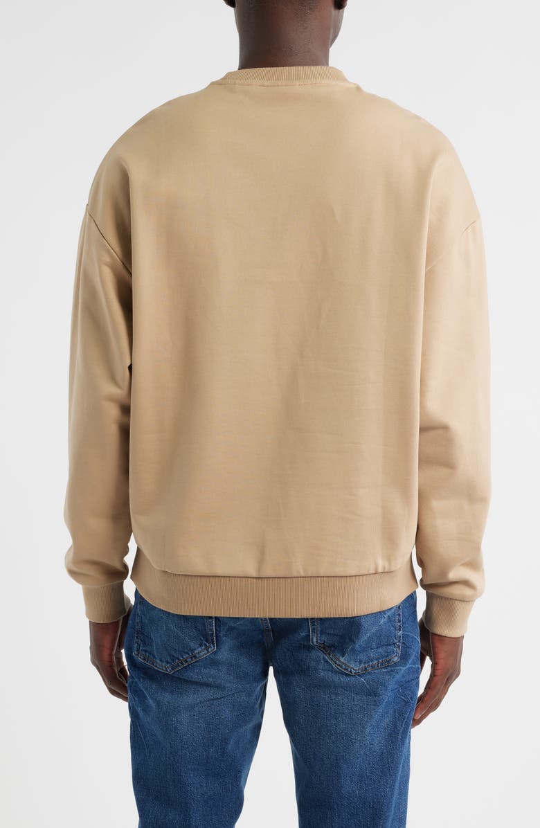 HUGO Dinex Cotton French Terry Crewneck Sweatshirt, Alternate, color, Medium Beige