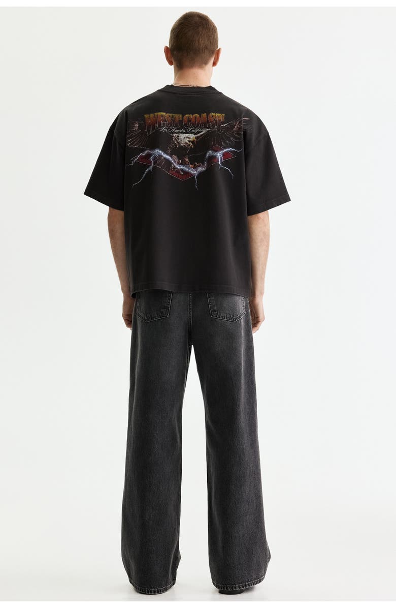 H&M Oversized Fit Printed T-shirt, Alternate, color, Black