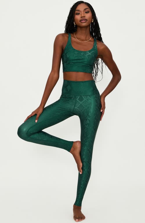 Beach Riot Piper High Waist Faux Leather Leggings In Pine Python Green In Green