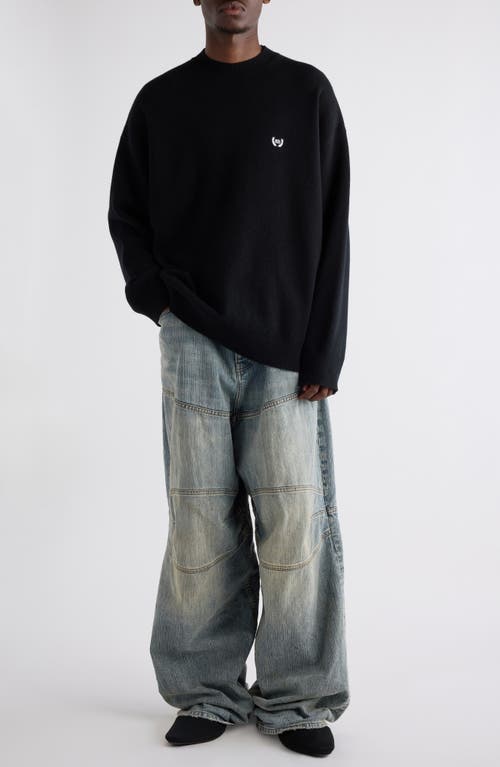 BALENCIAGA BALENCIAGA RELAXED LOGO EMBROIDERED VIRGIN WOOL SWEATER