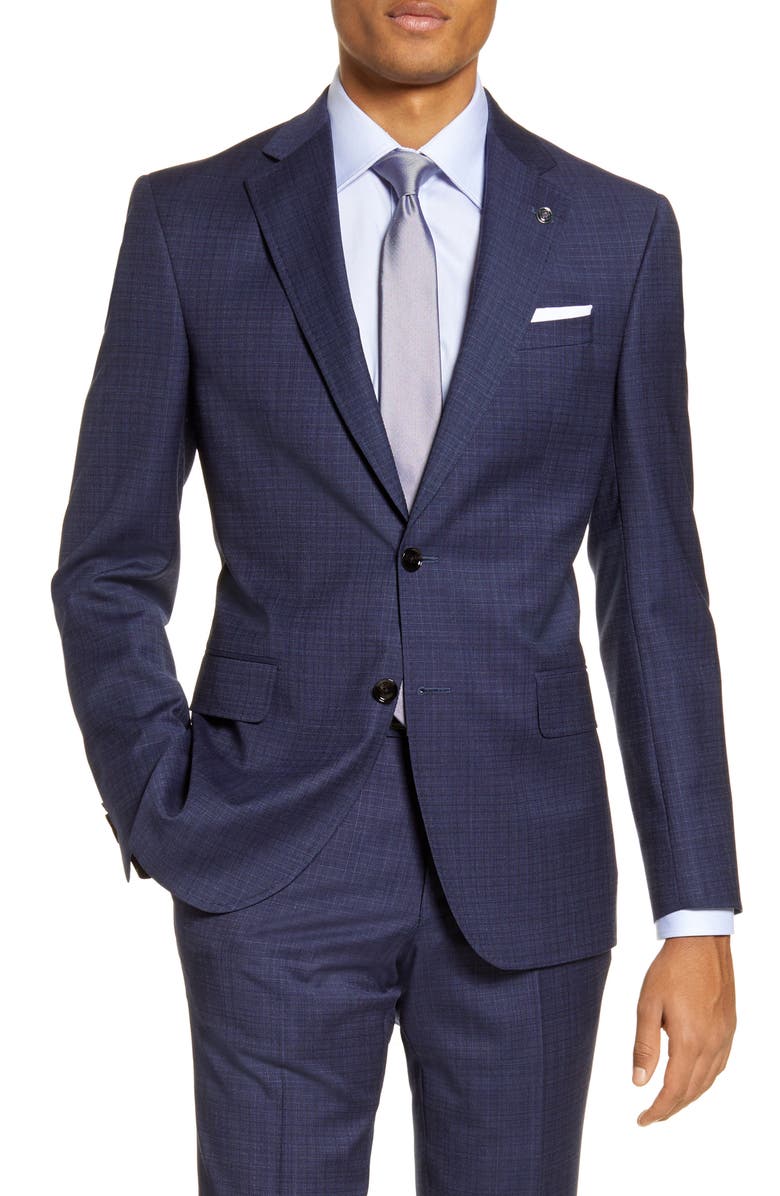 Ted Baker London Jay Trim Fit Check Wool Suit, Alternate, color,