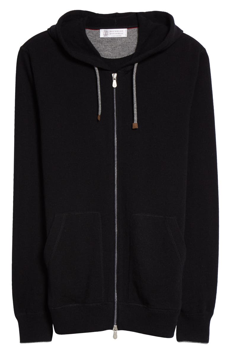 Brunello Cucinelli Cashmere Zip Front Hoodie, Alternate, color, 