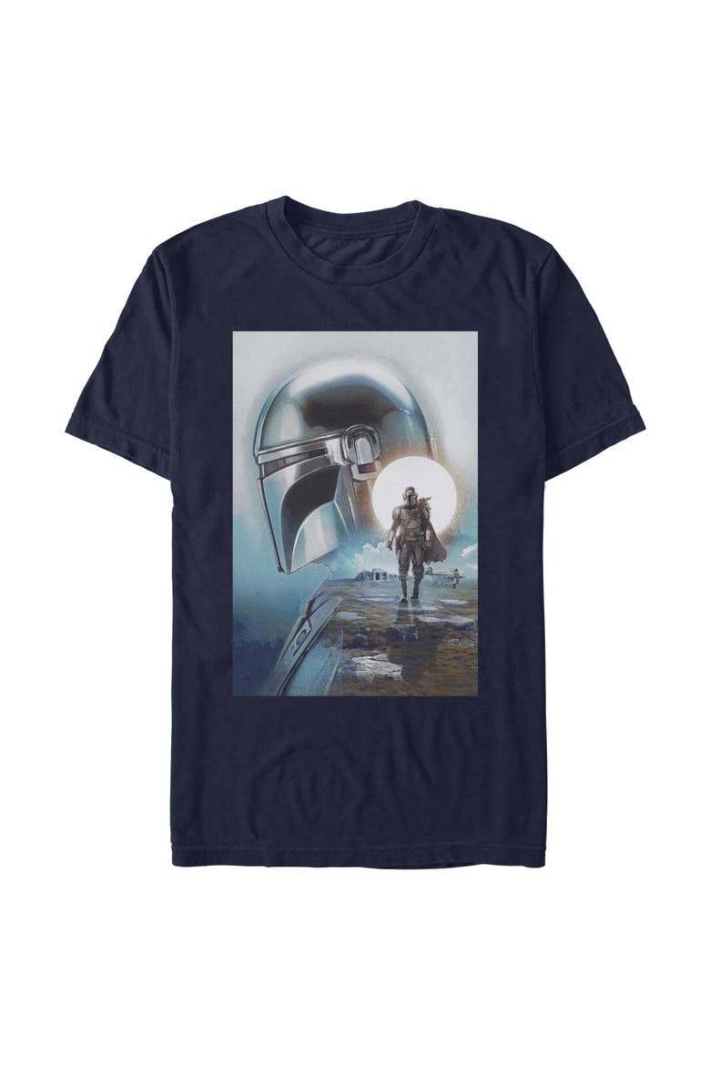 Men's Din Djarin and The Child Poster Short Sleeve Graphic T-Shirt, Main, color, Navy Blue