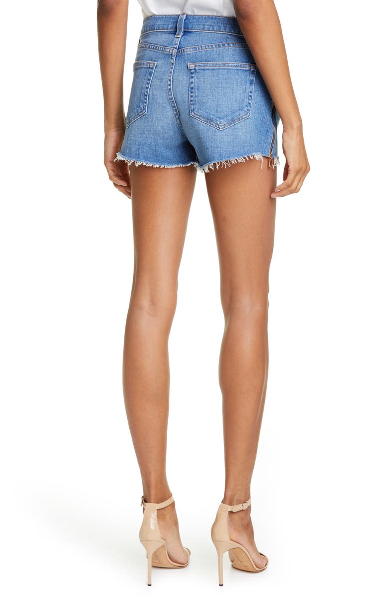 L'AGENCE High Waist Side Zip Denim Shorts, Alternate, color, 