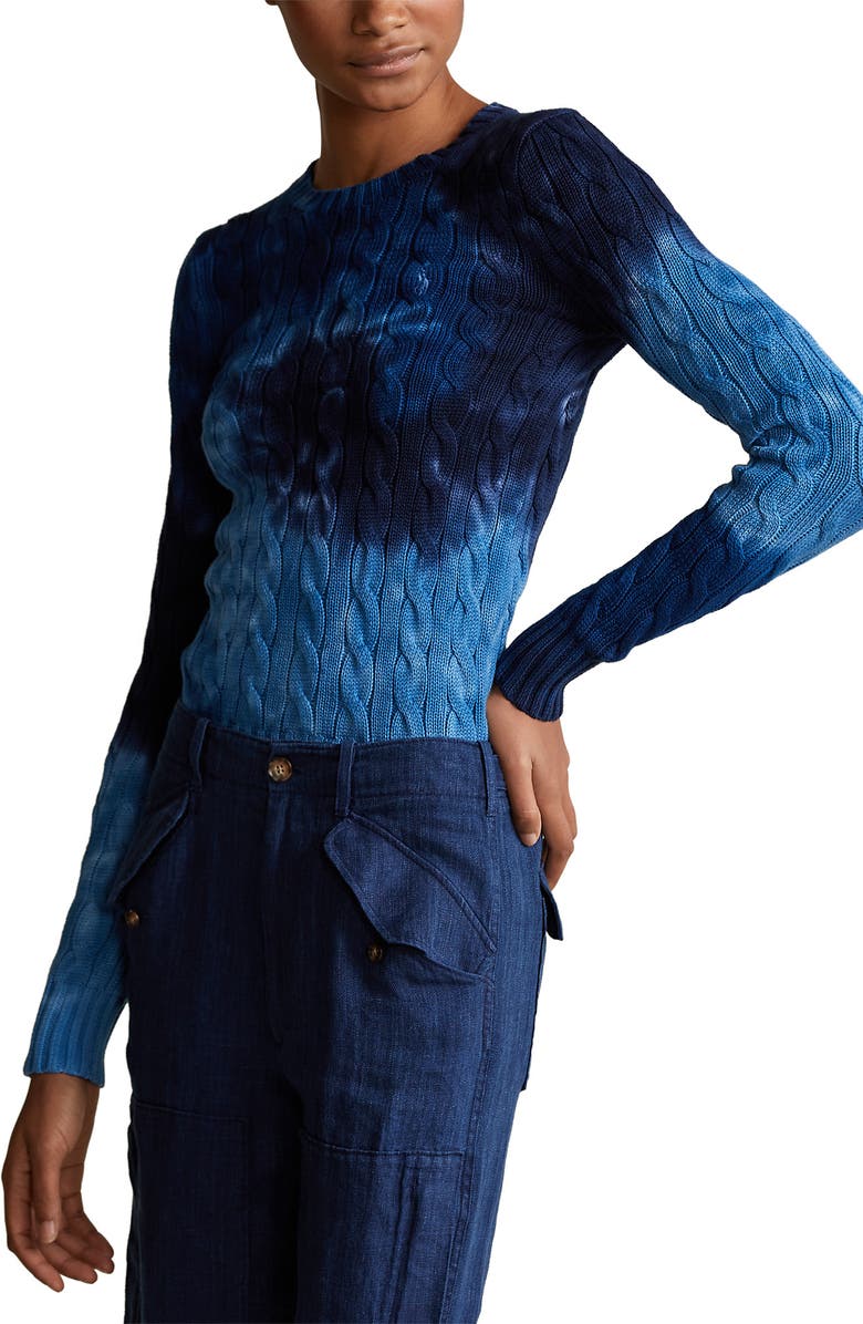 Polo Ralph Lauren Tie Dye Cable Knit Sweater, Main, color,
