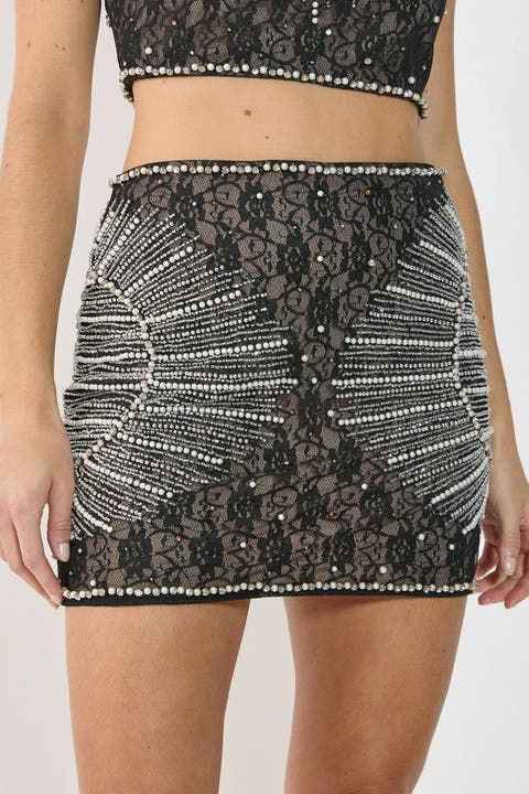 Embellished Sequin Mini Skirt
