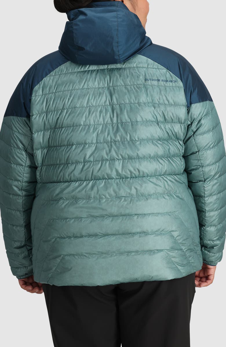Outdoor Research Helium 800 Fill Power Down Hooded Jacket, Alternate, color, Neptune/ Harbor