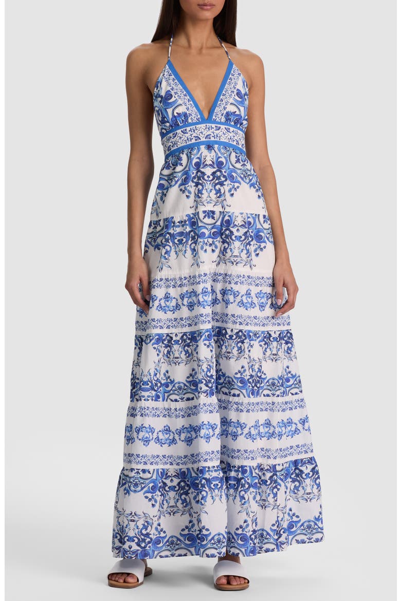 Karolina Print Cotton Halter Maxi Dress, Main, color, SOLSTICE