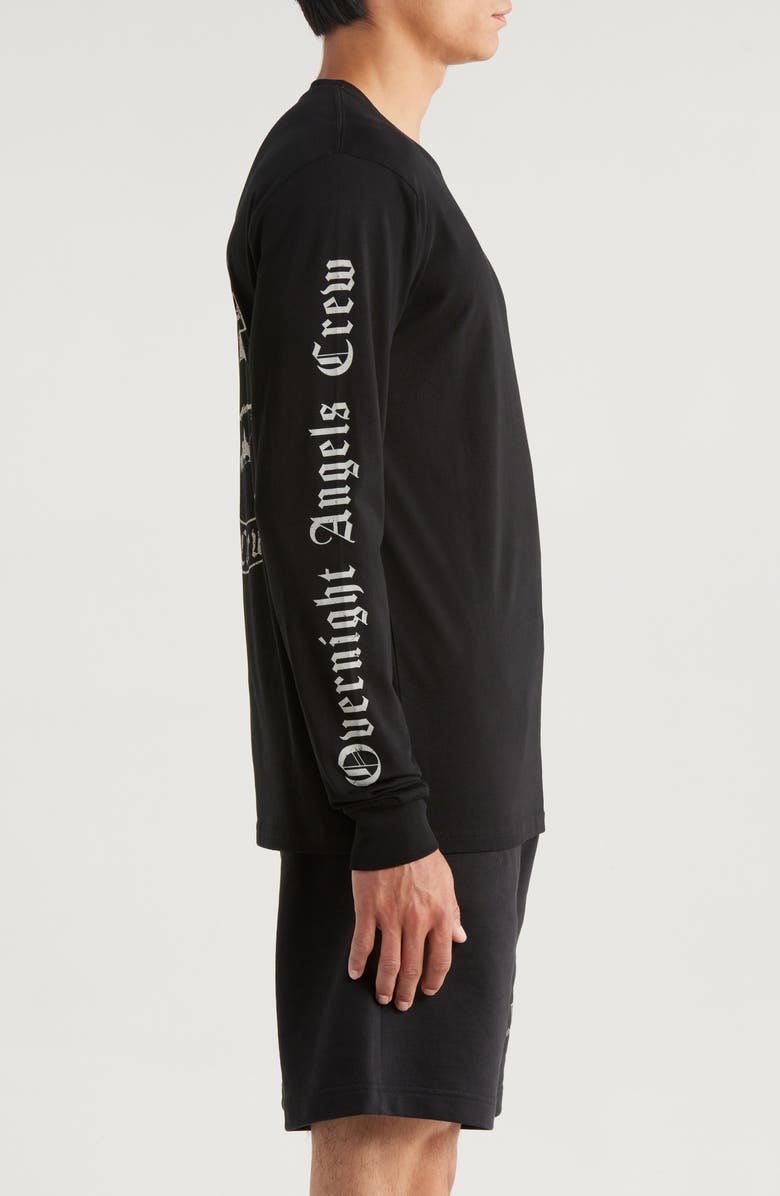 OVERNIGHT ANGELS CREW Skull Cap Oversize Cotton T-Shirt, Alternate, color, Black