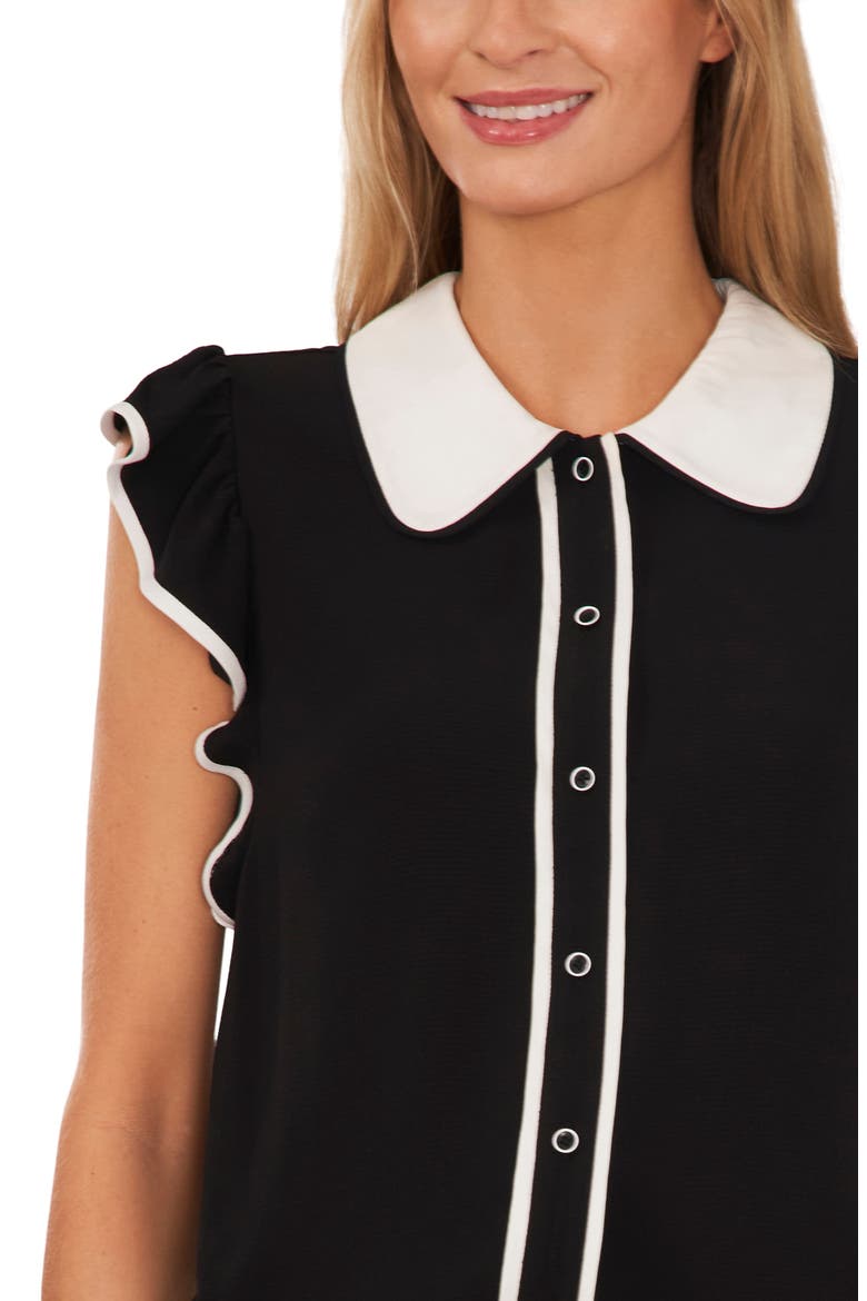 Flutter Sleeve Blouse, Alternate, color, RICH BLACK