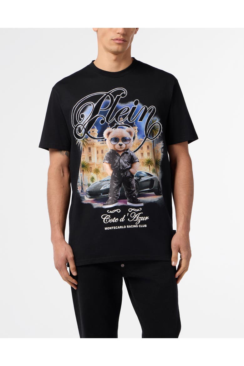 Round Neck T-Shirt Teddy Racing Men, Main, color, black