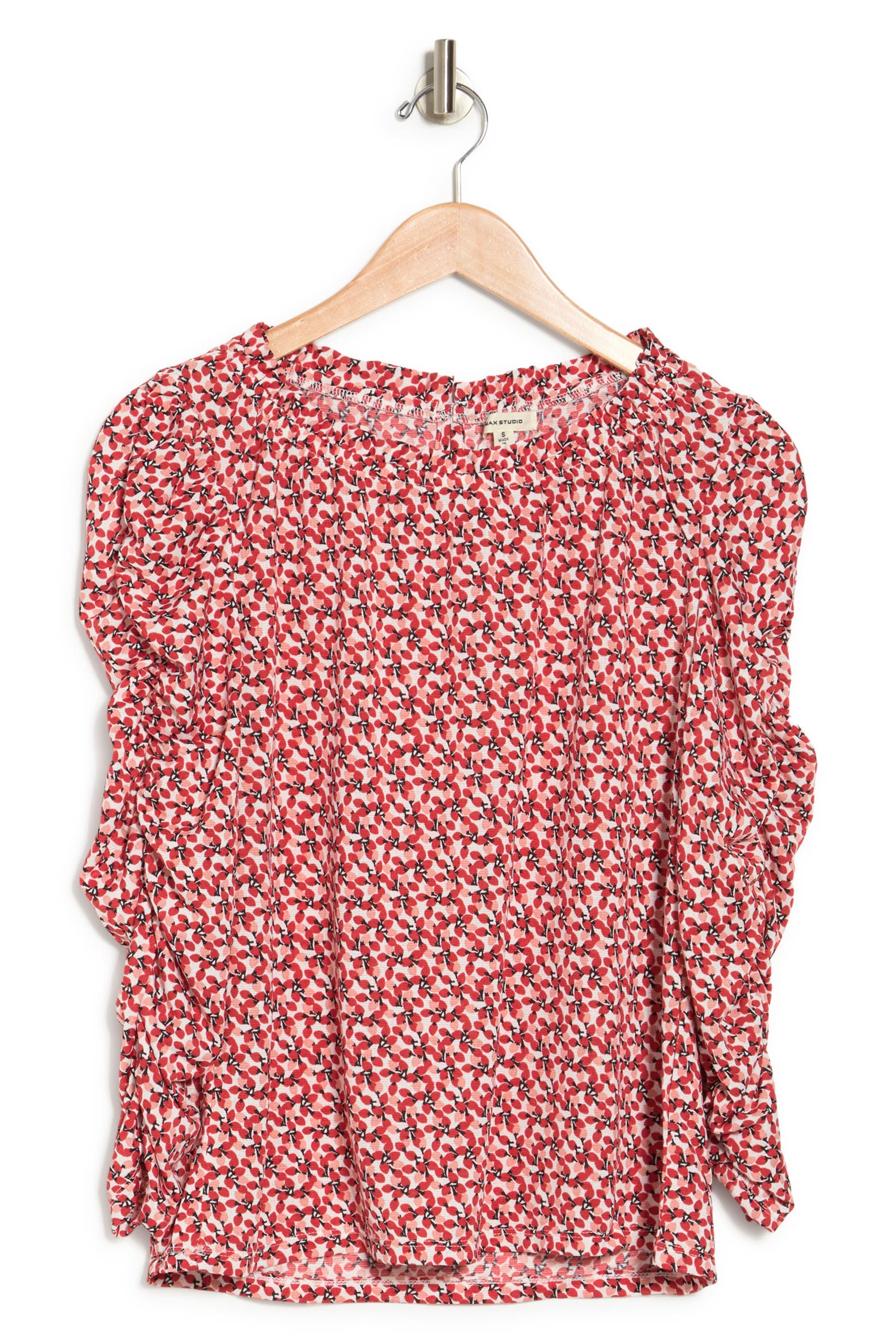 Water Main Laying Machine MAX STUDIO Texture Jersey Ruched Quarter Sleeve Top (Women) | Nordstromrack