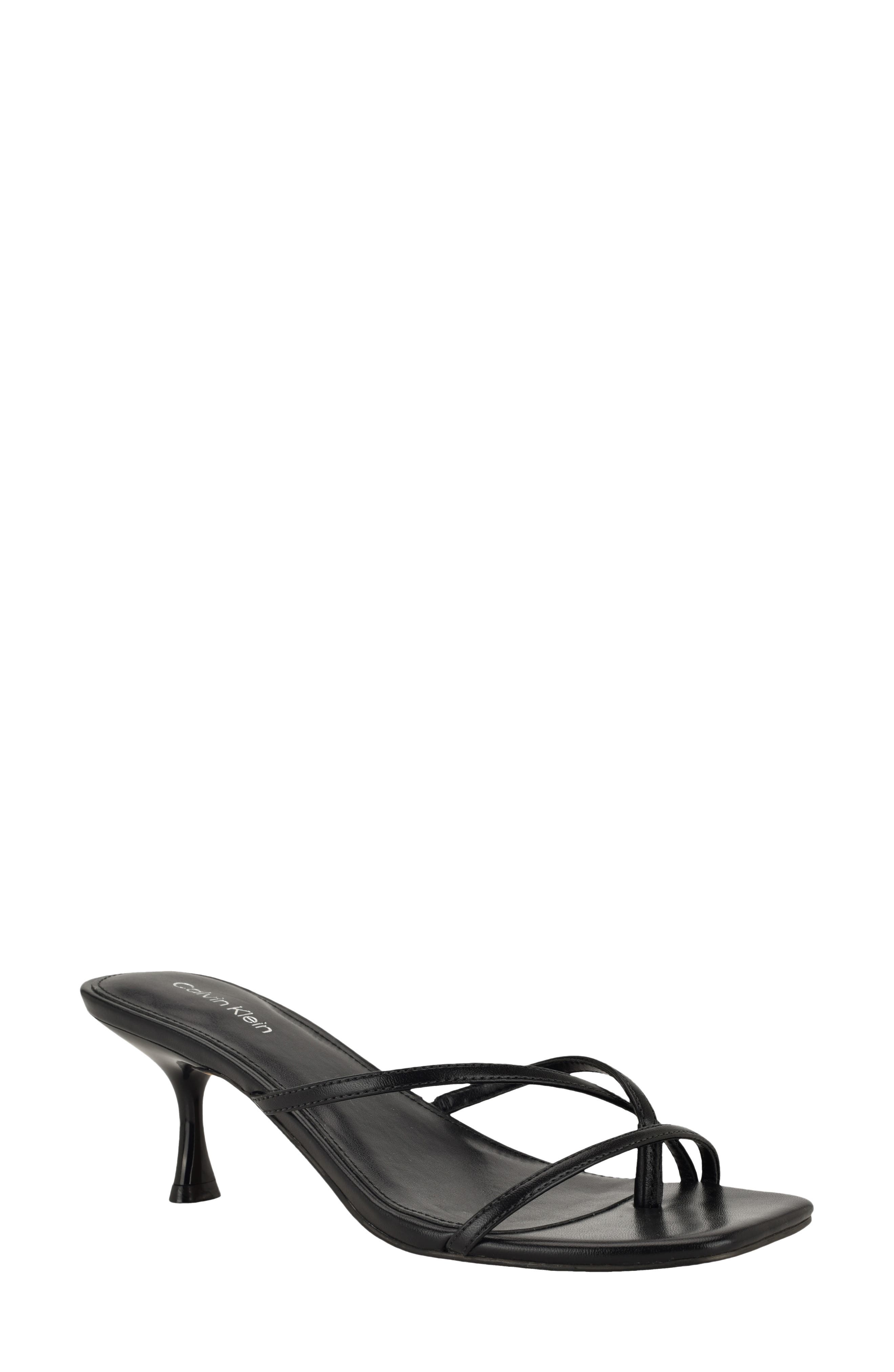Calvin Klein Axella Toe Loop Sandal, Main, color, Black