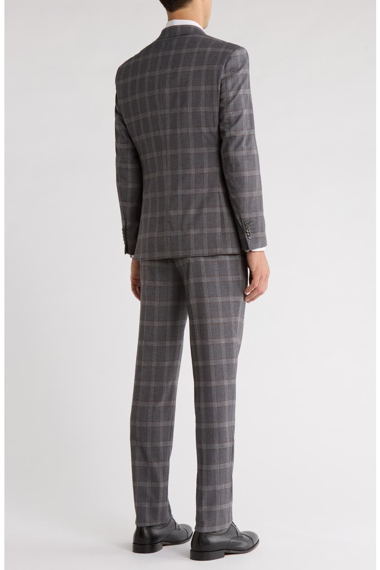 Trim Fit Plaid Two-Piece Suit, Alternate, color, BROWN