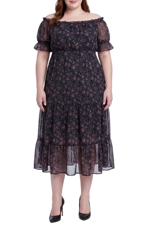 Floral Off the Shoulder Midi Dress