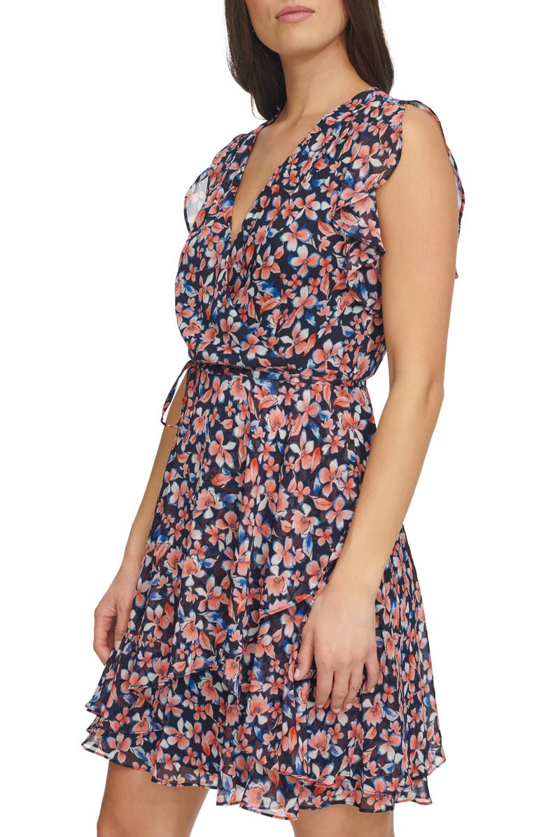 Tommy Hilfiger Floral Flutter Sleeve Chiffon Fit & Flare Dress, Alternate, color,